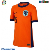 Camisa de Futebol Holanda Nathan Ake #5 Equipamento Principal Mulheres Europeu 2024 Manga Curta